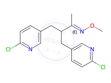 Chemical structure of 4-(6-chloro-3-pyridinyl)-3-[(6-chloro-3-pyridinyl)methyl]-2-butanone O-methyloxime