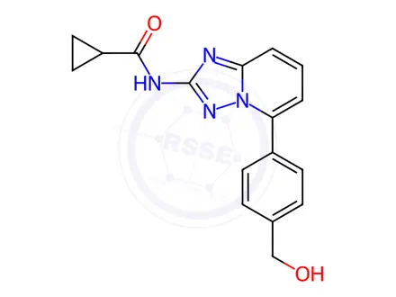 Chemical structure of N-(5-(4-(hydroxymethyl)phenyl)-[1,2,4]triazolo[1,5-a]pyridin-2-yl)cyclopropanecarboxamide