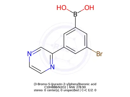 Chemical structure of (3-Bromo-5-(pyrazin-2-yl)phenyl)boronic acid