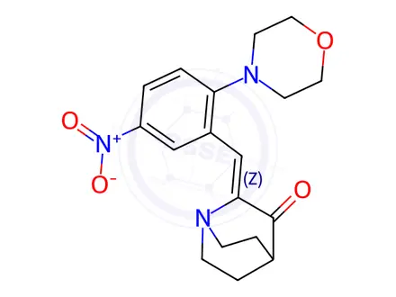 Chemical structure of 2-[(2-morpholino-5-nitrophenyl)methylene]-3-quinuclidinone