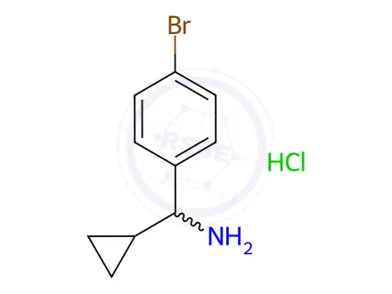 Chemical structure of (4-BROMOPHENYL)(CYCLOPROPYL)METHANAMINE HYDROCHLORIDE