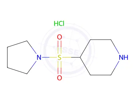 Chemical structure of 4-(pyrrolidine-1-sulfonyl)piperidine hydrochloride