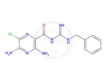 Chemical structure of 3,5-Diamino-N-(N-benzylcarbamimidoyl)-6-chloropyrazine-2-carboxamide
