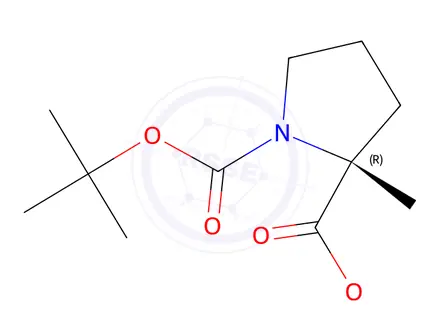 Chemical structure of N-Boc-2-methyl-D-proline methyl ester