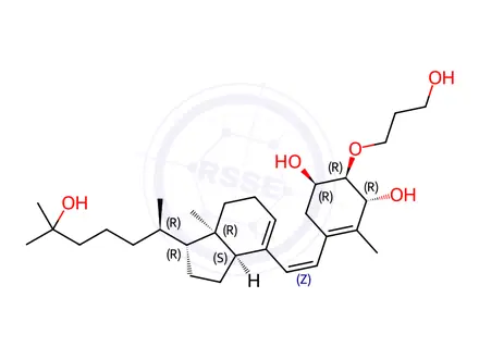 Chemical structure of (1R,2R,3R)-5-((Z)-2-((1R,3aS,7aR)-1-((R)-6-Hydroxy-6-methylheptan-2-yl)-7a-methyl-2,3,3a,6,7,7a-hexahydro-1H-inden-4-yl)vinyl)-2-(3-hydroxypropoxy)-4-methylcyclohex-4-ene-1,3-diol
