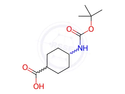 Chemical structure of 4-[(tert-butoxy)carbonyl]cyclohexane-1-carboxylic acid