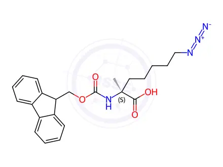 Chemical structure of (S)-Fmoc-Ala(5'-N3Pentyl)-OH: Fmoc-L-2-(5'-AzidoPentyl)-Ala-OH