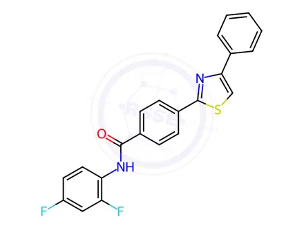 Chemical structure of N-(2,4-difluorophenyl)-4-(4-phenylthiazol-2-yl)benzamide