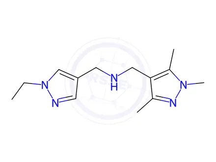 Chemical structure of N-[(1-ethyl-1H-pyrazol-4-yl)methyl]-N-[(1,3,5-trimethyl-1H-pyrazol-4-yl)methyl]amine