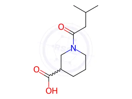 Chemical structure of 1-(3-Methylbutanoyl)piperidine-3-carboxylic acid
