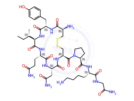 Chemical structure of oxytocin, Lys(8)-