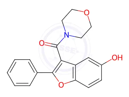 Chemical structure of (5-hydroxy-2-phenylbenzofuran-3-yl)(morpholino)methanone