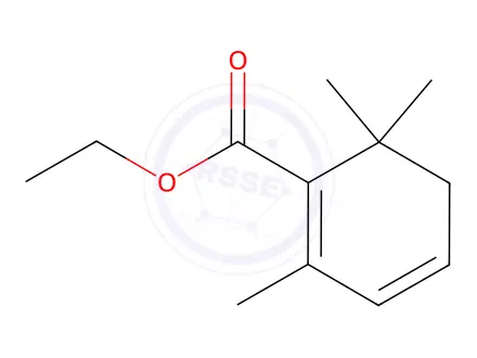 Chemical structure of ethyl 2,6,6-trimethylcyclohexa-1,3-ene-1-carboxylate