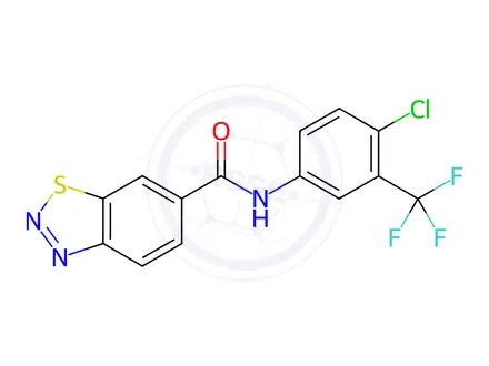 Chemical structure of N-(4-Chloro-3-(trifluoromethyl)phenyl)benzo[d][1,2,3]thiadiazole-6-carboxamide