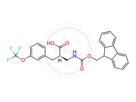 Chemical structure of Fmoc-(R)-3-amino-2-(3-(trifluoromethoxy)benzyl)propanoicacid