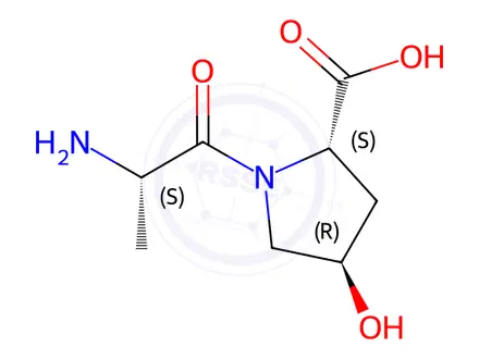 Chemical structure of (2S,4R)-1-(L-Alanyl)-4-hydroxypyrrolidine-2-carboxylic Acid