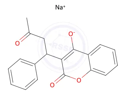 Chemical structure of (±)-Warfarin sodium