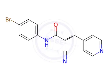 Chemical structure of N-(4-bromophenyl)-2-cyano-3-(pyridin-4-yl)propanamide