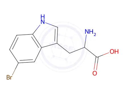 Chemical structure of (2R)-2-azaniumyl-3-(5-bromanyl-1H-indol-3-yl)propanoate