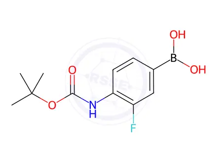 Chemical structure of (4-((tert-butoxycarbonyl)amino)-3-fluorophenyl)boronic acid