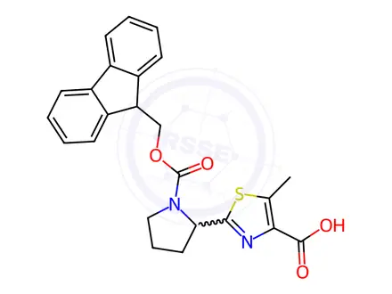 Chemical structure of 2-(1-(((9H-Fluoren-9-yl)methoxy)carbonyl)pyrrolidin-2-yl)-5-methylthiazole-4-carboxylic acid