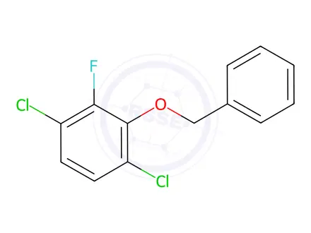 Chemical structure of Benzene, 1,4-dichloro-2-fluoro-3-(phenylmethoxy)-