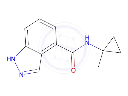 Chemical structure of N-(1-methylcyclopropyl)-1H-indazole-4-carboxamide
