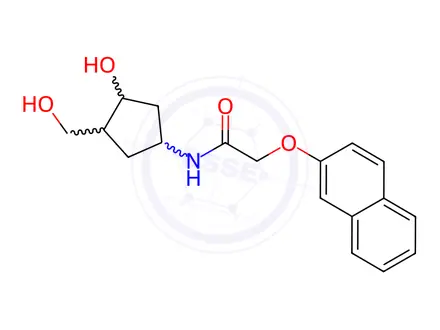 Chemical structure of N-(3-Hydroxy-4-(hydroxymethyl)cyclopentyl)-2-(naphthalen-2-yloxy)acetamide
