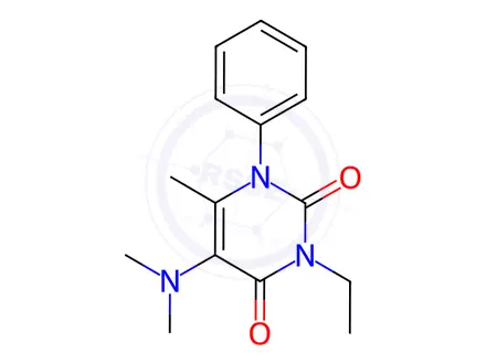 Chemical structure of Uracil, 5-(dimethylamino)-3-ethyl-6-methyl-1-phenyl-