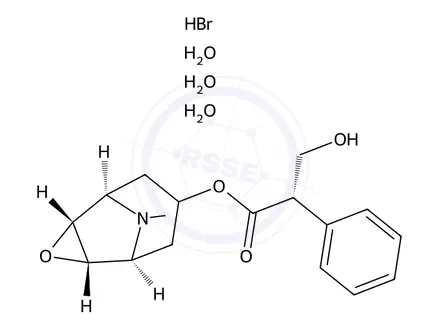 Chemical structure of (-)-Scopolamine hydrobromide trihydrate