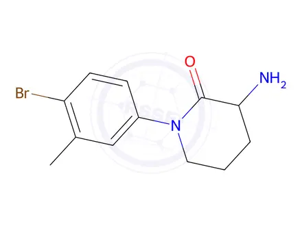 Chemical structure of 3-amino-1-(4-bromo-3-methylphenyl)piperidin-2-one