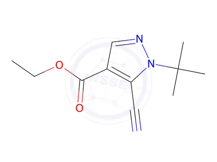 Chemical structure of Ethyl 1-(tert-butyl)-5-cyano-1H-pyrazole-4-carboxylate