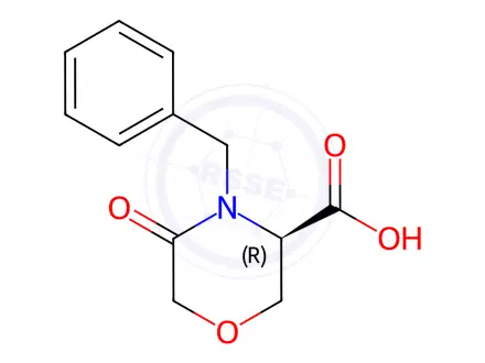 Chemical structure of (R)-4-Benzyl-5-oxo-3-morpholinecarboxylic Acid