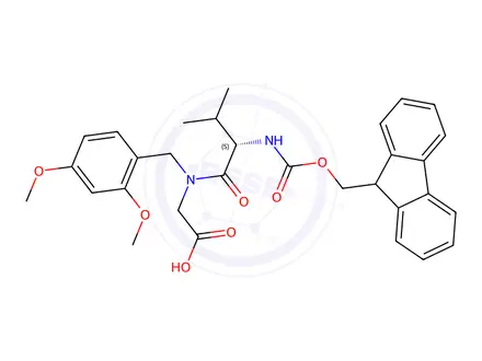 Chemical structure of FMoc-Val-(DMb)Gly-OH