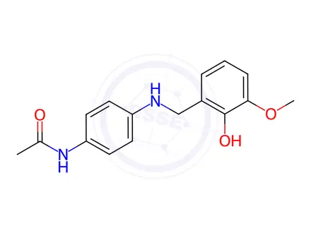Chemical structure of N-(4-((2-hydroxy-3-methoxybenzyl)amino)phenyl)acetamide