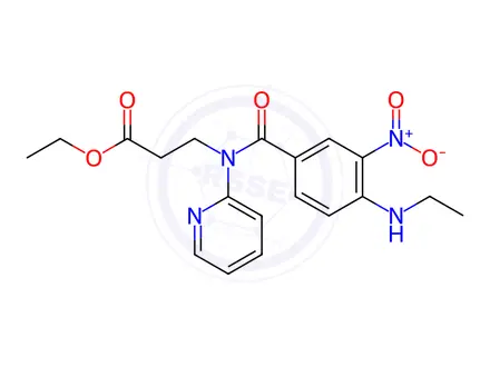 Chemical structure of Ethyl 3-(4-(ethylamino)-3-nitro-N-(pyridin-2-yl)benzamido)propanoate