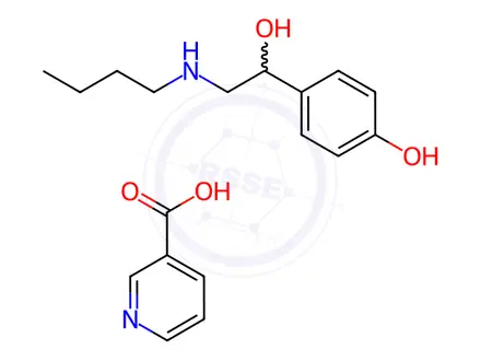 Chemical structure of nicotinic acid, compound with alpha-[(butylamino)methyl]-p-hydroxybenzyl alcohol
