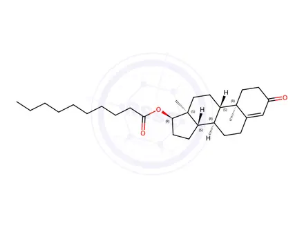 Chemical structure of (8R,9S,10R,13S,14S,17R)-10,13-dimethyl-3-oxo-2,3,6,7,8,9,10,11,12,13,14,15,16,17-tetradecahydro-1H-cyclopenta[a]phenanthren-17-yl decanoate