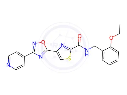 Chemical structure of N-​[(2-​Ethoxyphenyl)​methyl]​-​4-​(3-​pyridin-​4-​yl-​1,​2,​4-​oxadiazol-​5-​yl)​-​1,​3-​thiazole-​2-​carboxamide
