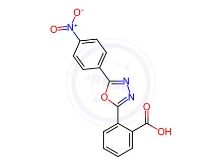 Chemical structure of 2-(5-(4-Nitrophenyl)-1,3,4-oxadiazol-2-yl)benzoic acid
