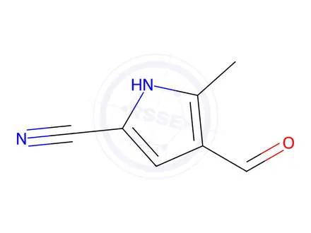 Chemical structure of 4-formyl-5-methyl-1H-pyrrole-2-carbonitrile