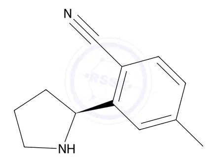 Chemical structure of (S)-4-methyl-2-(pyrrolidin-2-yl)benzonitrile
