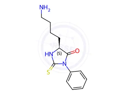 Chemical structure of (S)-5-(4-aminobutyl)-3-phenyl-2-thioxoimidazolidin-4-one