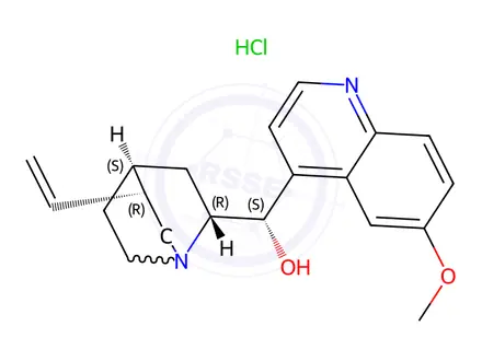 Chemical structure of (9S)-6'-methoxycinchonan-9-ol monohydrochloride