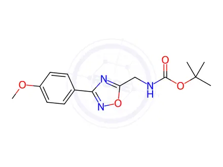 Chemical structure of 5-(tert-Butyloxycarbonyamino)methyl-3-(4-methoxyphenyl)-[1,2,4]oxadiazole