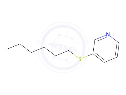 Chemical structure of Pyridine, 3-(hexylthio)-(6CI,9CI)
