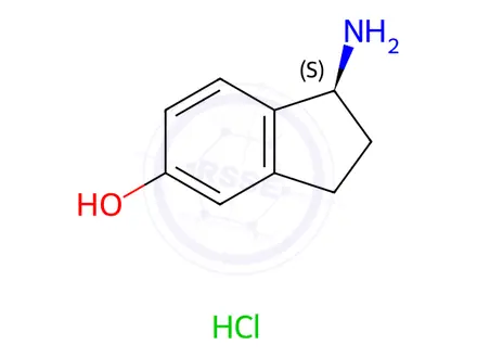 Chemical structure of (S)-1-Amino-2,3-dihydro-1H-inden-5-ol hydrochloride