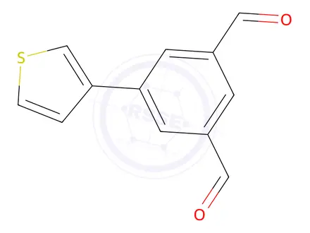 Chemical structure of 5-(thiophen-3-yl)isophthalaldehyde