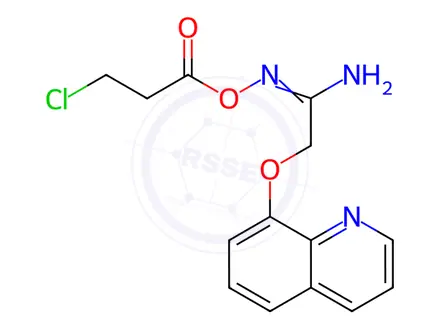 Chemical structure of N-((3-Chloropropanoyl)oxy)-2-(quinolin-8-yloxy)acetimidamide