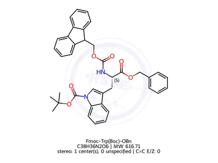 Chemical structure of Fmoc-Trp(Boc)-OBn